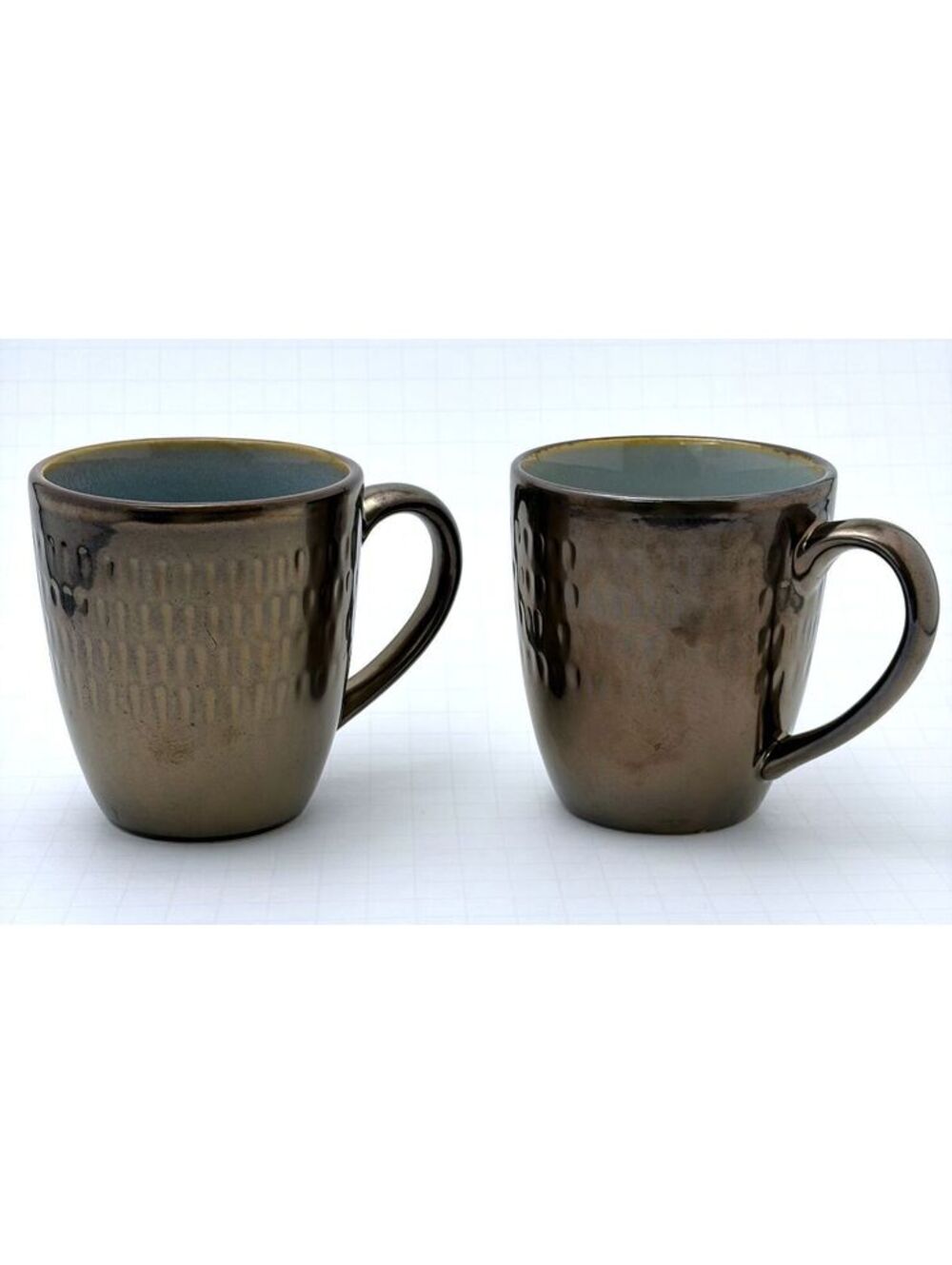 Food Network Stoneware Coffee Mugs Set of 2 - Metallic Bronze Finish